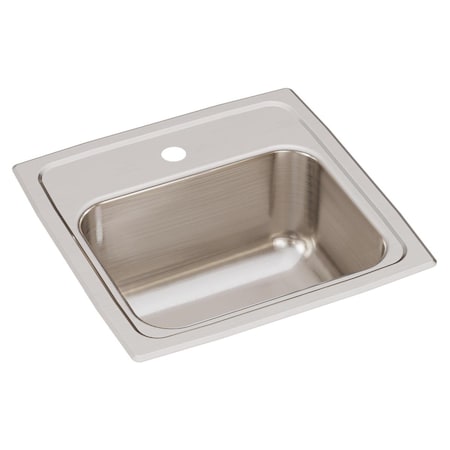 Elkay Sink, Stainless Steel, 15 in W x 15 in L x 7.125 in H BLR151